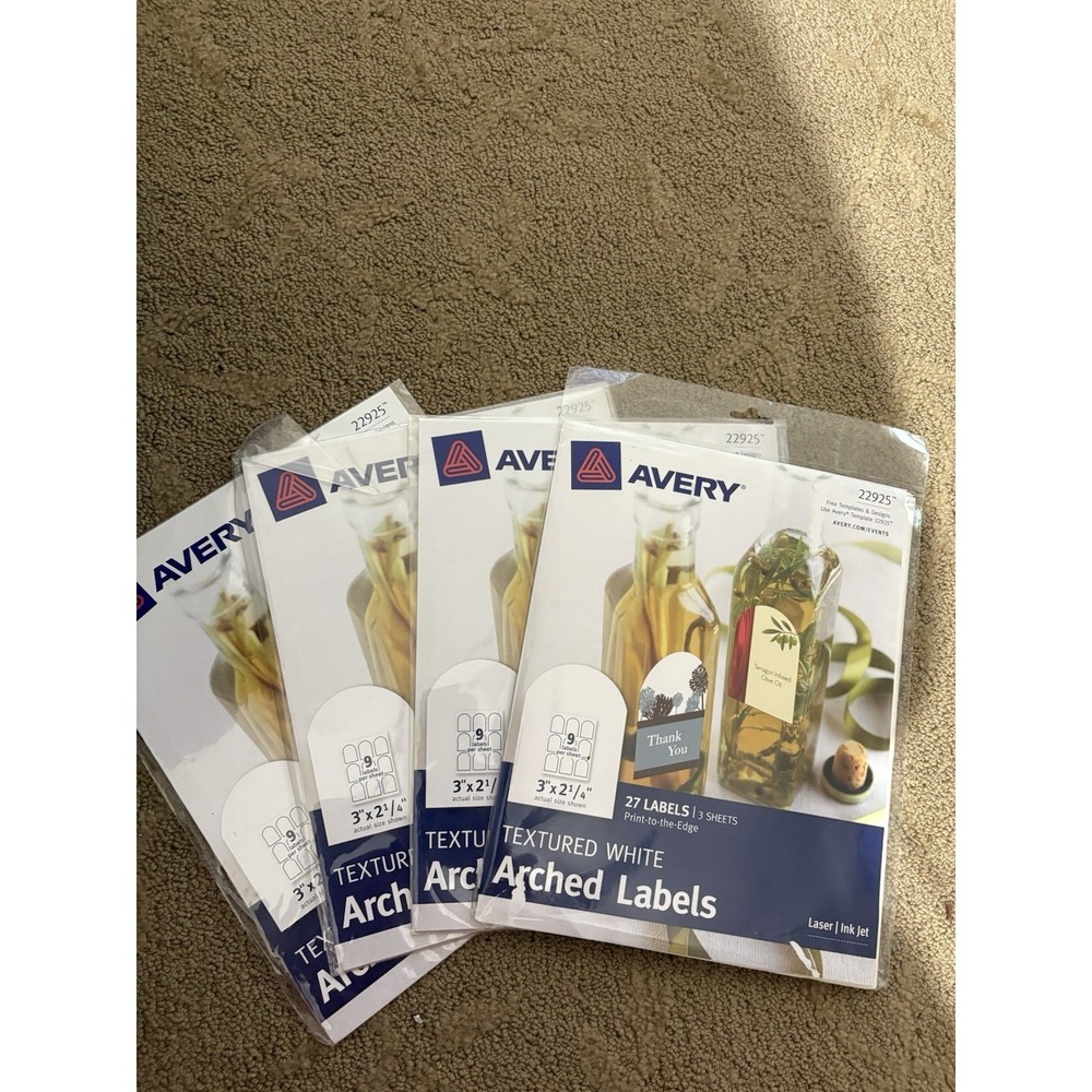 Lot Avery Arched Labels 22925 Textured White - Pack of 108 Labels 3"x2 1/4"